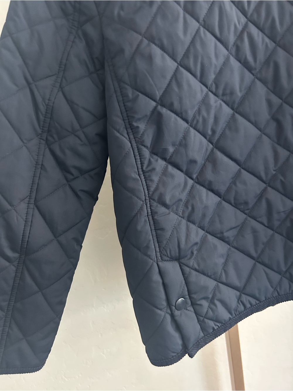 J. Crew Crewcuts Boys 10 Medium Navy Blue Quilted Barn Jacket Snaps Corduroy Tri - Picture 6 of 6